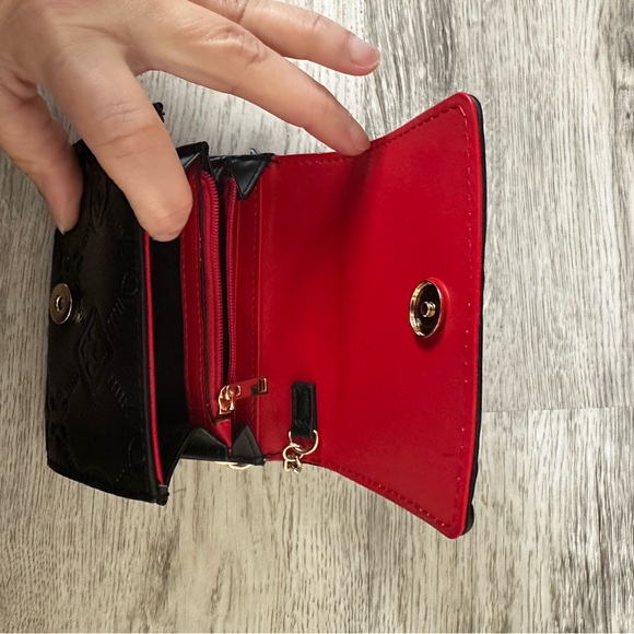 Aldo Black Textured Wallet/Keyholder with Gold Accent and Red Interior - Picture 5 of 8